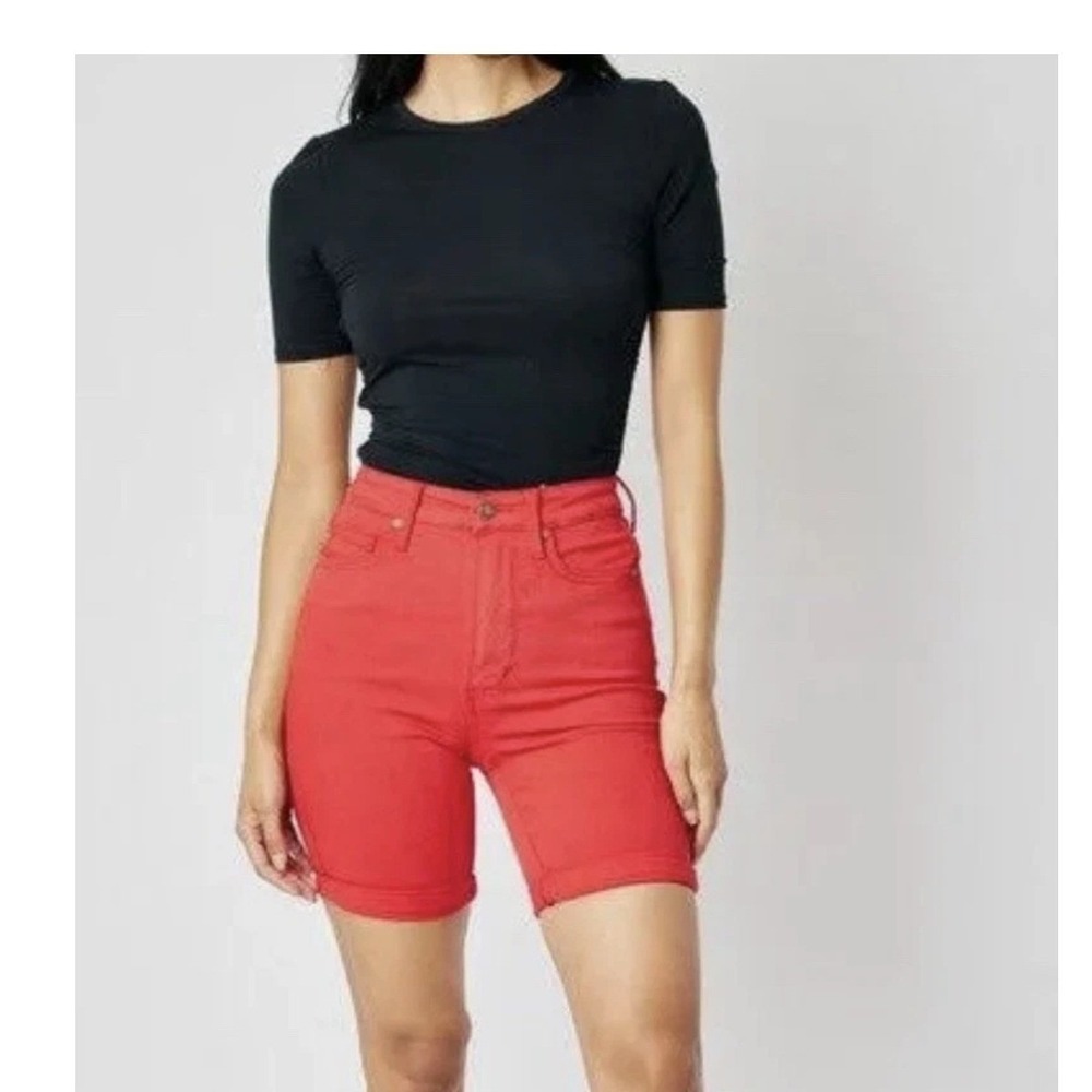 New Judy Blue Red Shorts 4X High Waist Tummy Control